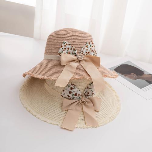 Straw Easy Matching Sun Protection Straw Hat sun protection & breathable bowknot pattern PC