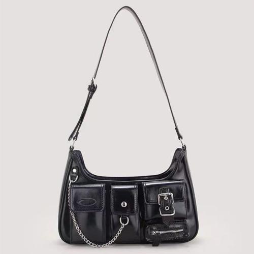 PU Leather Easy Matching Shoulder Bag black PC