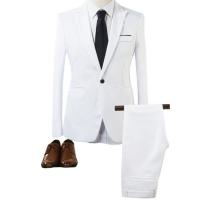 Cotton Men Suit & two piece Pants & coat patchwork Solid Set