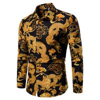 Polyester Mannen long sleeve casual shirts effen geverfd dierenprints meer kleuren naar keuze stuk