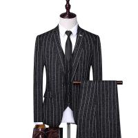 Acetate Fiber Men Suit & three piece vest & Pants & coat striped Set