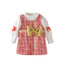 Cotton Slim Girl Clothes Set & two piece skirt & top patchwork plaid Set