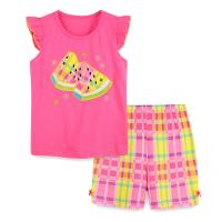 Cotton Slim Girl Clothes Set & two piece Pants & top printed plaid red Set