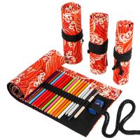 Cotton Linen & Canvas Stationery Pen Bag portable printed wave pattern red PC