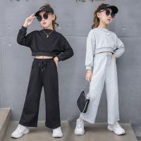 Polyester Girl Clothes Set & two piece Pants & top Solid Set