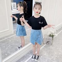 Cotton Girl Clothes Set & two piece skirt & top printed letter Set