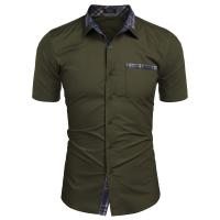 Polyester Männer Kurzarm-Kleid Shirts, Gedruckt, Solide, mehr Farben zur Auswahl,  Stück