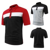 Polyester Men Short Sleeve T-Shirt & loose patchwork PC