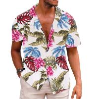 Polyester Plus Size Men Short Sleeve Casual Shirt printed shivering PC