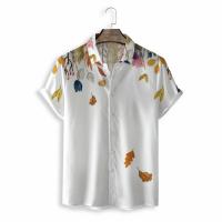 Polyester Men Short Sleeve Casual Shirt & loose printed white PC