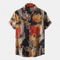 Polyvinyl Alcohol Fiber Men Short Sleeve Casual Shirt & loose Tie-dye multi-colored PC