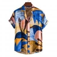 Polyvinyl Alcohol Fiber Men Short Sleeve Casual Shirt & loose printed multi-colored PC