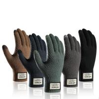 Acrylic & Spandex Men Gloves can touch screen & fleece & thicken & thermal jacquard Pair