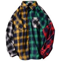 Polyester Plus Size Men Long Sleeve Casual Shirts & loose printed plaid multi-colored :5XL PC