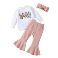 Cotton Slim Girl Clothes Set & two piece Pants & top printed white Set