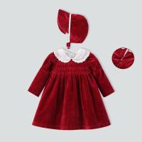 Polyester Girl Two-Piece Dress Set & thermal Hat & dress Solid Set