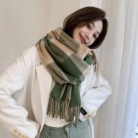 Polyester Tassels Unisex Scarf thermal printed plaid PC