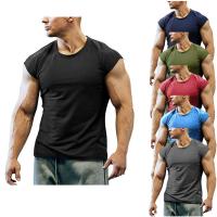 Polyester Plus Size Men Short Sleeve T-Shirt & loose plain dyed Solid PC