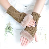 Acrylic Half Finger Glove thermal knitted Solid : Pair