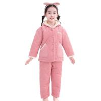 Polyester Children Pajama Set thicken & thermal Pants & top plain dyed Others Set