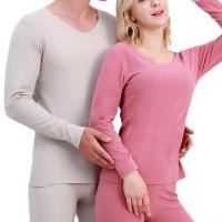 Polyester Couple Thermal Underwear Set & unisex plain dyed Solid Set