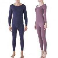 Polyester Couple Thermal Underwear Set & unisex plain dyed Solid Set