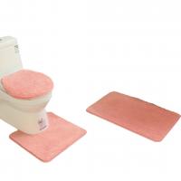 Polyester Nightstool Cover and Mat three piece & anti-skidding plain dyed Solid Set