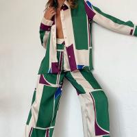 Polyester Ensemble occasionnel de femmes Pantalon long & Retour au début Imprimé plus de couleurs pour le choix Ensemble