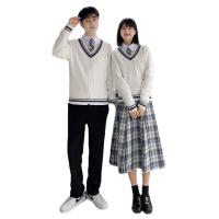Polyester Plus Size Couple School Uniform Set patchwork Solid Set