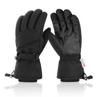 Polyester Skiing Gloves can touch screen & thermal & unisex plain dyed Solid :XL Pair