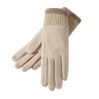 Wool windproof Women Gloves can touch screen & thermal plain dyed Solid : Lot