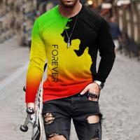 Viscose Mannen lange mouw T-shirt Afgedrukt Geometrische meer kleuren naar keuze stuk