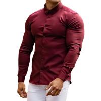Chemical Fiber & Polyester Men Long Sleeve Dress Shirts plain dyed Solid PC