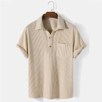 Polyester Men Short Sleeve Casual Shirt loose & breathable Polyester Solid PC