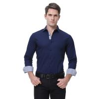 Polyester & Cotton Men Long Sleeve Casual Shirts flexible Solid PC