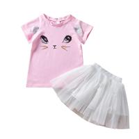 Cotton Girl Two-Piece Dress Set & two piece skirt & top printed animal prints Set