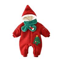 Polyester Children Christmas Costume fleece & thicken & thermal patchwork red PC