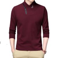 Polyester Slim & Plus Size Men Long Sleeve T-shirt patchwork Solid PC