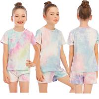 Cotton Girl Pajama Set & two piece & sweat absorption Pants & top Tie-dye camouflage Set