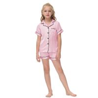 Polyester Girl Pajama Set & two piece & sweat absorption Pants & top Solid Set