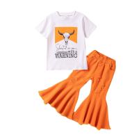 Polyester Girl Clothes Set & two piece Pants & top letter Set