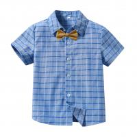 Polyester & Katoen Het Overhemd van de jongen Plaid Blauwe stuk