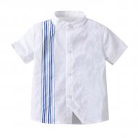 Polyester & Baumwolle Junge Shirt, Gestreift, Weiß,  Stück