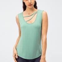Polyester Quick Dry Women Yoga Tops patchwork Solid PC