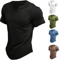 Algodón Hombres camiseta de manga corta, teñido de manera simple, Sólido, más colores para elegir,  trozo