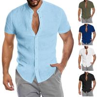 Fibra química & Poliéster Hombres de manga corta camisa casual, teñido de manera simple, Sólido, más colores para elegir,  trozo