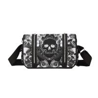 Canvas Crossbody Bag large capacity skull pattern black PC