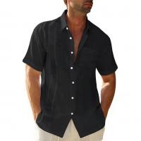 Cotton Linen Plus Size Men Short Sleeve Casual Shirt & loose Solid PC