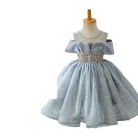 Polyester Princess Girl One-piece Dress blue PC