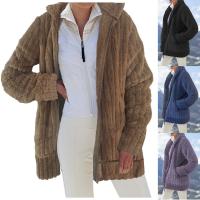 Polyester Sweater Coat & loose & thermal knitted Solid PC